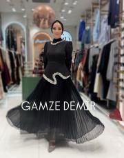 taşlı ithal abiye siyah