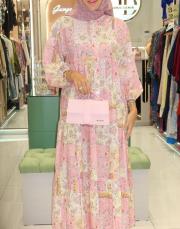 desenli yazlık elbise pembe