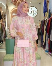 desenli yazlık elbise pembe 2