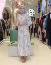 desenli yazlık elbise bebe mavi