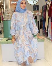 desenli yazlık elbise bebe mavi 2