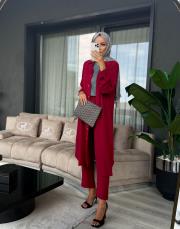 uzun gömlek takım bordo 2