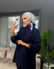 kolu taşlı şık takım lacivert