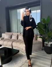 kolu taşlı şık takım siyah