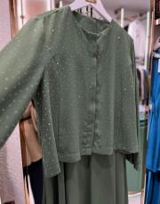 taşlı etek takım yeşil 2