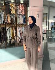 taş çizgili gömlek takım gri 3