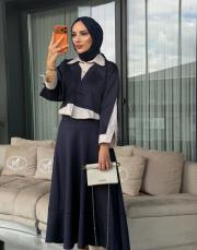 gömlek detay etek takım lacivert