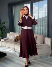 gömlek detay etek takım bordo