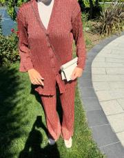 simli triko takım turuncu 3