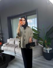 yelek görünümlü trenç su yeşili 3