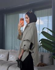 yelek görünümlü trenç su yeşili 5