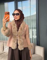 kol yaka kürk hırka kahve 2