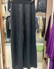 taşlı simli pantolon siyah