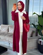 kalın angora hırka bordo 2