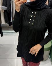 yaka 8 düğmeli kazak siyah 2