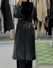 deri kürklü trenç siyah 3