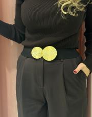 lastikli kemer yuvarlak siyah gold