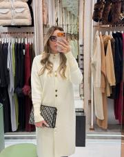 kürk uzun hırka ekru