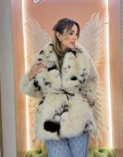 kahve dokumlu kürk krem