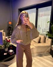 üçlü eşofman takım kahve