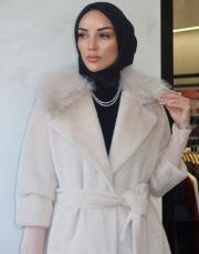 alpaka uzun kürk marşetli bej