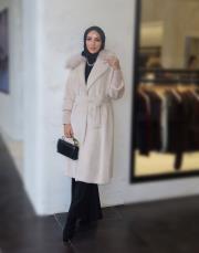 alpaka uzun kürk marşetli bej 3