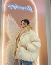 kolu bölümlü şişme mont ekru 3