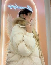 kolu bölümlü şişme mont ekru 4