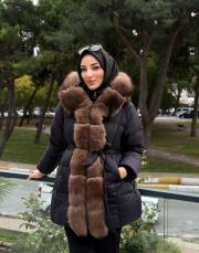 kürk yaka şişme mont kahve siyah 2