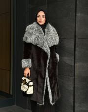 çift reng ağır kürk antrasit siyah 4