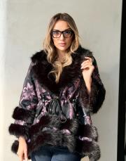 desenli kürk detay panço siyah