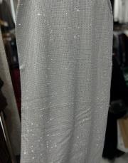 taşlı simli triko etek gri 2