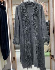 püsküllü uzun hırka füme