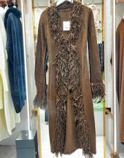 püsküllü uzun hırka kahve