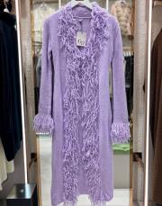 püsküllü uzun hırka mor