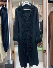 püsküllü uzun hırka siyah