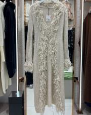 püsküllü uzun hırka bej