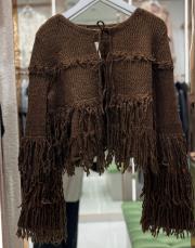 püsküllü triko hırka kahve