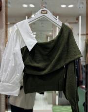 yaka detaylı triko kazak haki 2