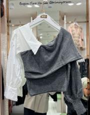 yaka detaylı triko kazak antrasit 2