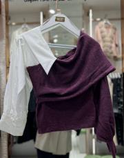 yaka detaylı triko kazak mürdüm 2