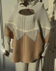 panço görünümlü triko takım bej 2