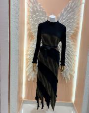 gold blok ithal elbise gold siyah