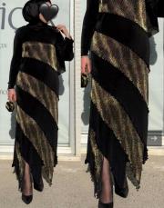 gold blok ithal elbise gold siyah 2