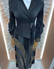 oval şerit payet ithal elbise siyah 2