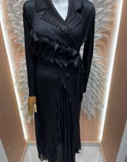 yırtmaç detay ithal elbise siyah 2