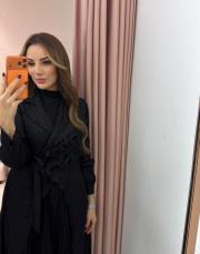 yırtmaç detay ithal elbise siyah 3