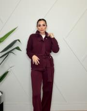 büyük düğmeli takım bordo