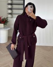 büyük düğmeli takım bordo 4