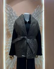 triko detay şişme yelek acı kahve